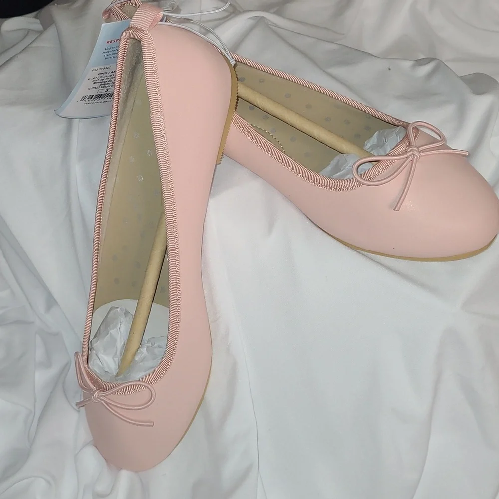 New with tags! Cat & Jack Diana Girls 3 pink slip on ballet flats shoes